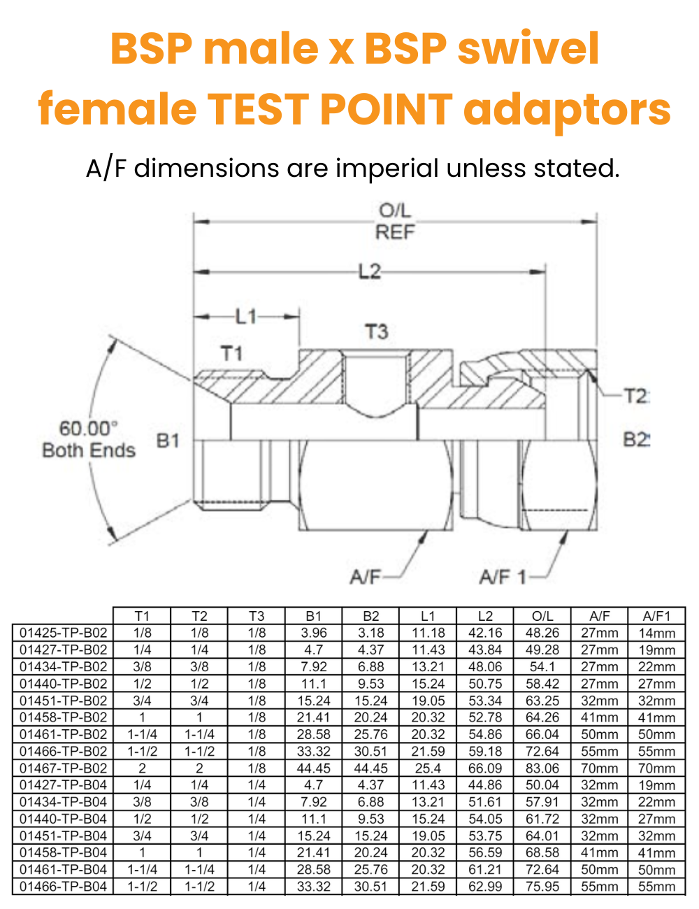 1/8 BSP M/F x 1/8 BSP Test Point Hydraulic Adaptor